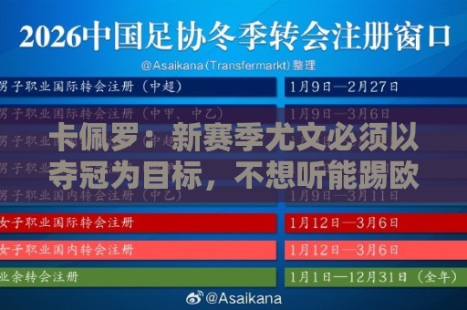 卡佩罗:新赛季尤文必须以夺冠为目标,不想听能踢欧冠就行的鬼话 卡佩罗:新赛季尤文必须以夺冠为目标,不想听能踢欧冠就行的鬼话